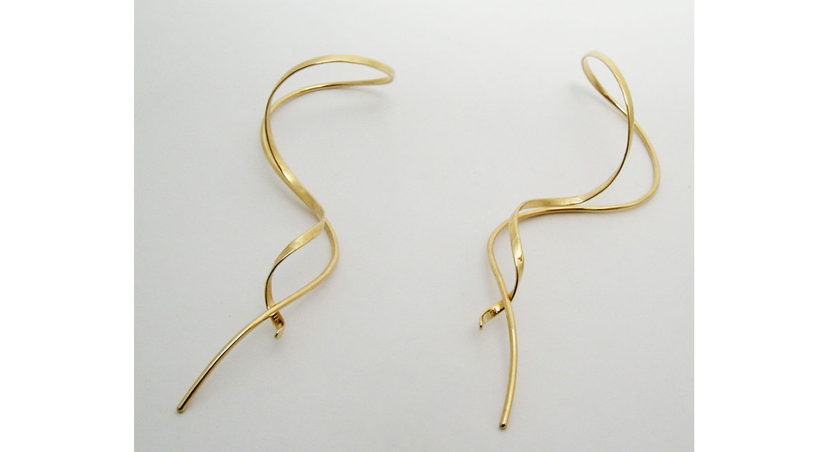 Waterton Jewelry, Spiral, Drop, Earrings, 22k, Yellow, Gold