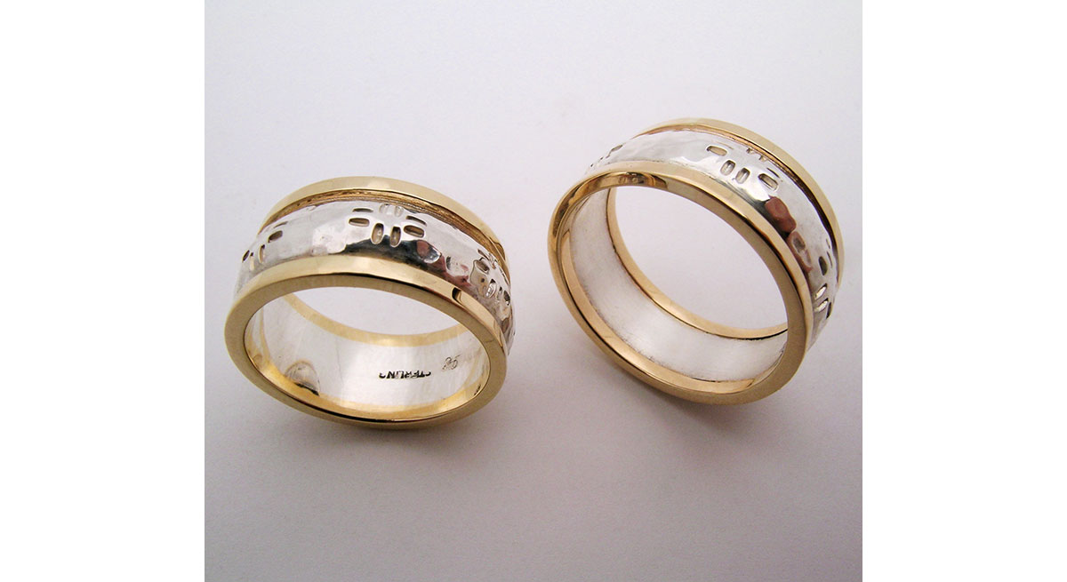 Waterton Jewelry, Hammered, Polished, Two, Tone, Gold, Rings, Canadian