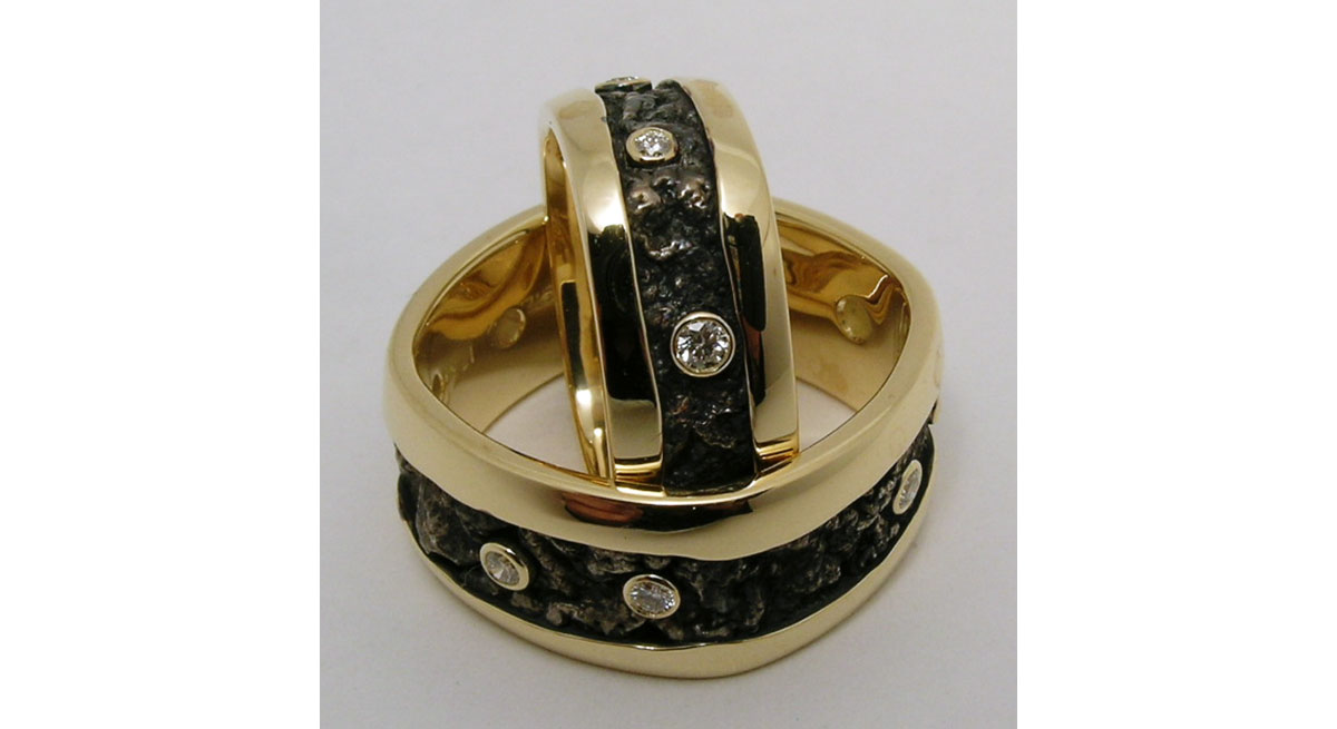 Waterton Jewelry, Reticulated, Sterling, Silver, Canadian, Diamond, Mens, Womens, Comfort, Fit, Rings