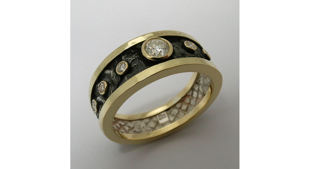 Waterton Jewelry, Custom, Canadian, Diamond, Ring, Man, Yellow, Gold, Black