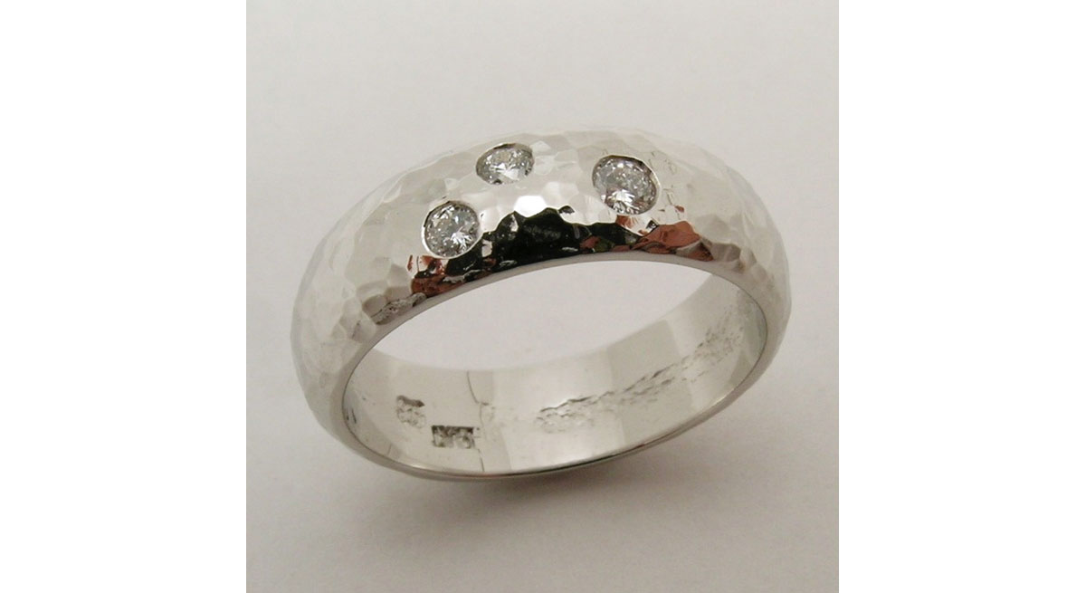 Waterton Jewelry, Gipsy, Set, Canadian, Diamond, Hammered, Ring