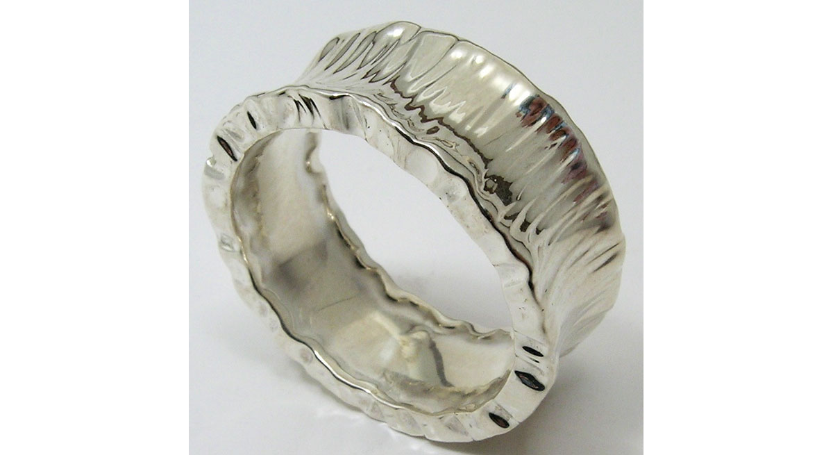 Waterton Jewelry, Hammered, Polished, Ring, Platinum, Mens