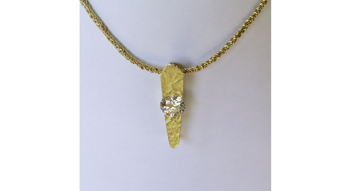 Waterton Jewelry, Canadian, Diamond, Reticulated, Yellow, Gold, Pendant