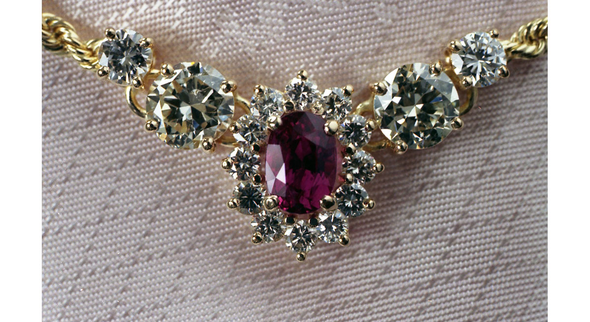 Waterton Jewelry, Ruby, Diamond, Necklace, Yellow, Gold, Canadian, Jeweller
