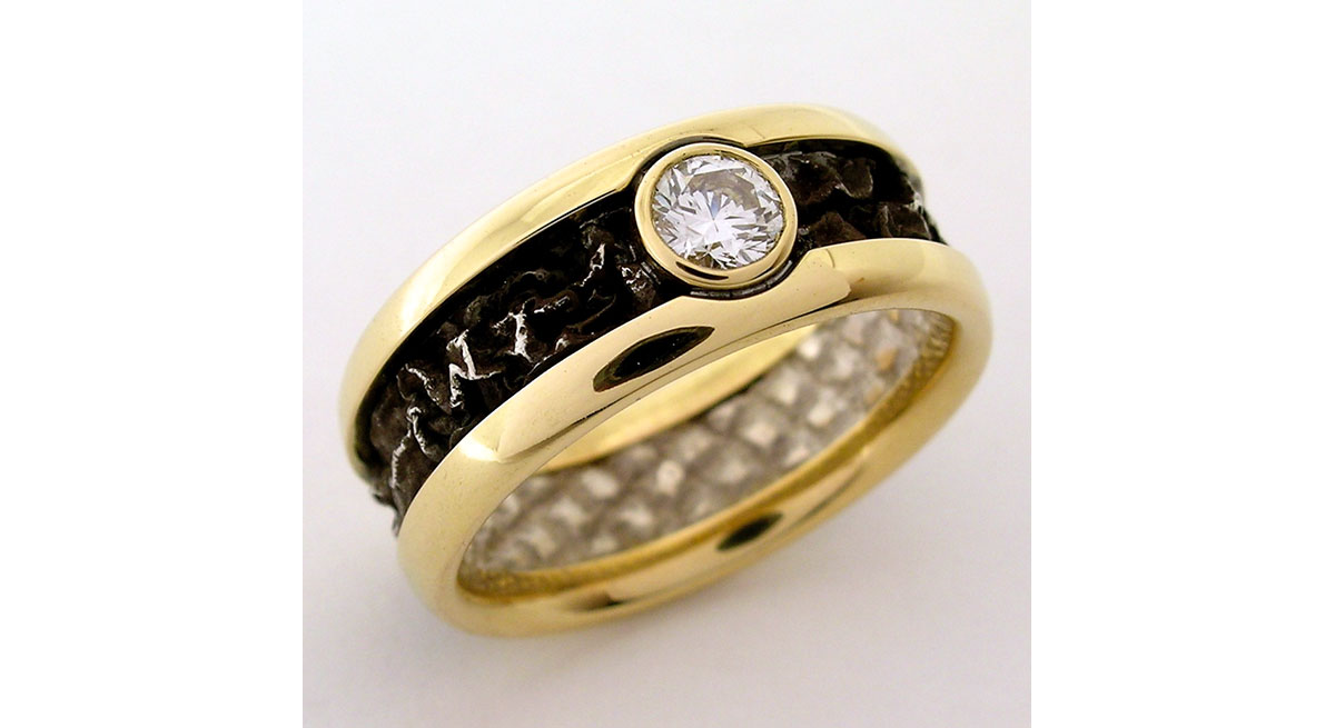Waterton Jewelry, Black, Silver, Yellow, Gold, Ring, Canadian, Diamond
