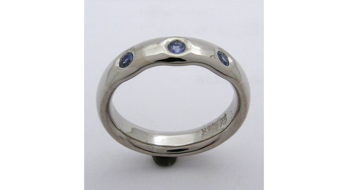 Waterton Jewelry, Gipsy, Set, Blue, Sapphire, 18k, White, Gold, Womens, Ring